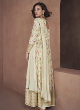 Designer Heavy Georgette Sharara Style Suit in Cream